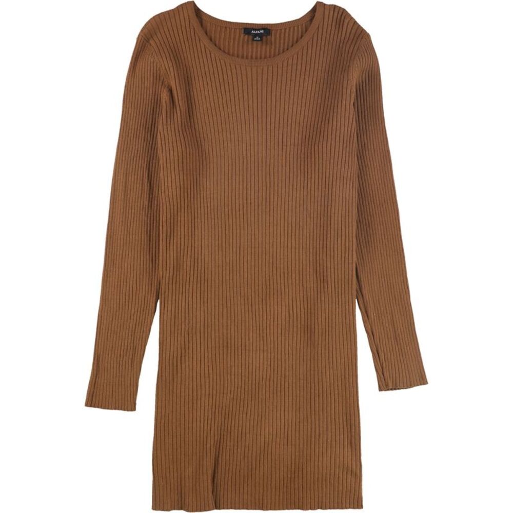 Alfani Womens Ribbed Tunic Sweater, Brown, M, DM